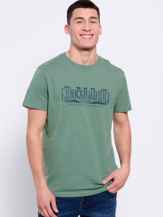 Funky Buddha Ανδρικό T-shirt Πράσινο με Στάμπα