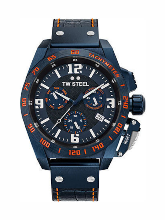 TW Steel Fia World Rally Men's Watch 48mm Chronograph Battery with Blue Leather Strap