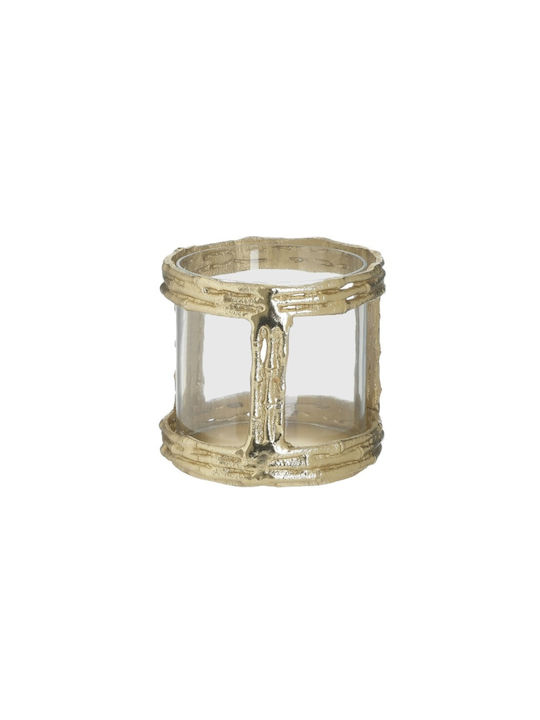 Inart Candle Holder Aluminum Αλουμινένιο in Gold Color 14x14x14cm 1pcs