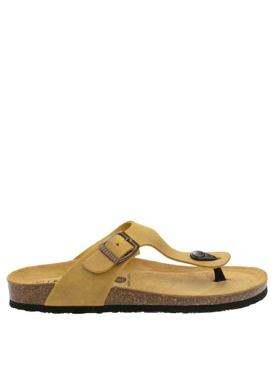Plakton Leder Flache Sandalen für Damen Ocre