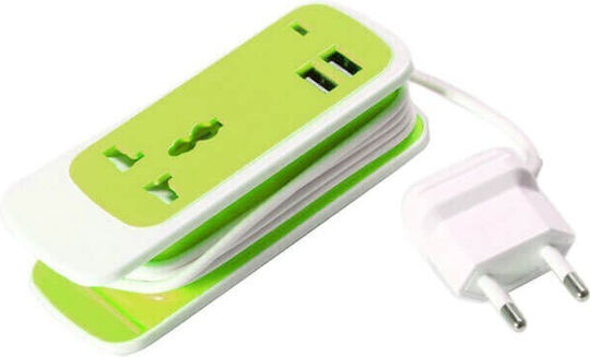 EXBO-S15 Limegrün Steckdosenadapter aus Universal für Griechenland mit 2 USB-Steckdosen