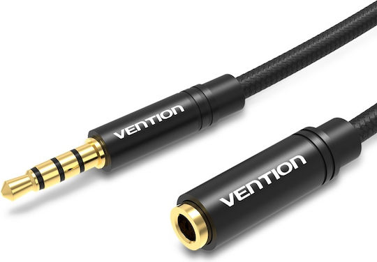 Vention TRRS 3.5mm Male to 3.5mm Male Audio Cable Black 2m with Gold Plated Terminals BHBBH