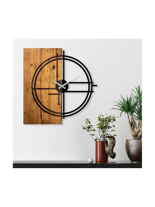 3D Wall Clock Wooden Brown Ø58cm