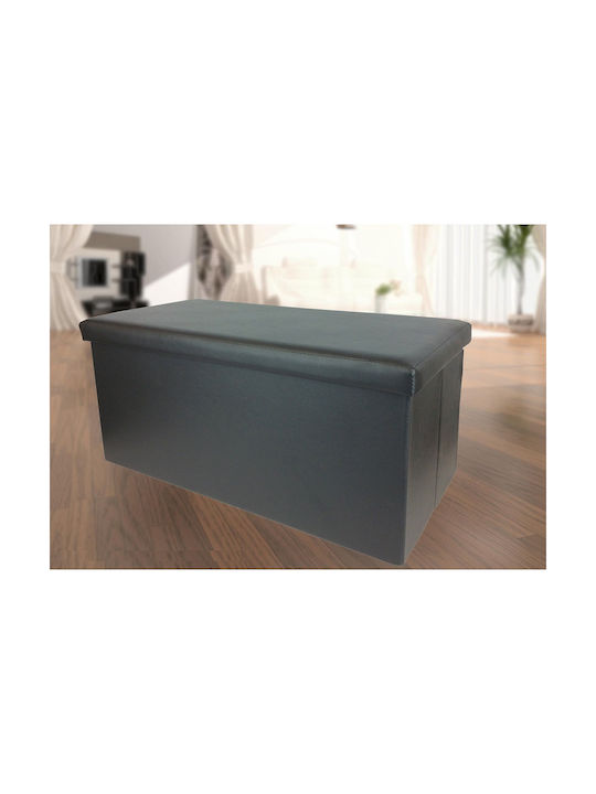 Stool Bench Stool With Storage Space Upholstered with Leatherette Black 76x38x38cm