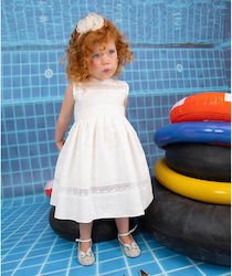 Bambolino Xenia Λευκό Βαπτιστικό Σετ Ρούχων με Αξεσουάρ Μαλλιών & Φόρεμα 2τμχ