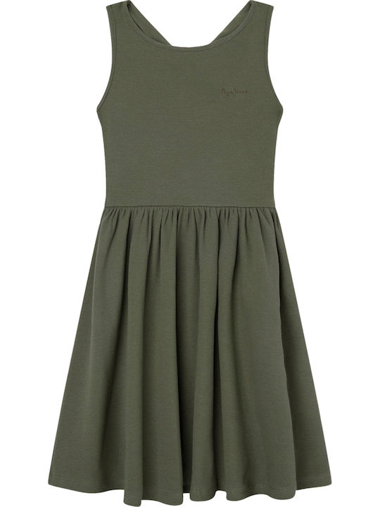 GODIVAY Children's Dress Sleeveless Green