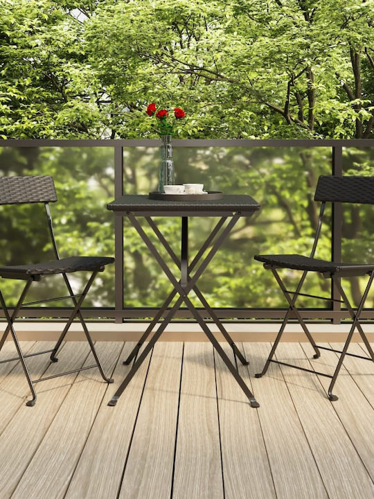 Outdoor-Stuhl Metallisch Schwarz 2Stück 40x45x79εκ.
