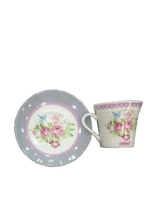 Artekko Floral Set Căni Maro Din porțelan Multicolore 6buc