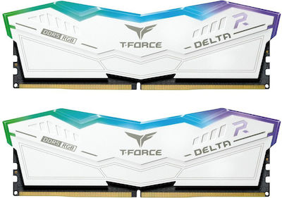 TeamGroup Delta RGB White 64GB DDR5 RAM cu 2 module (2x32GB) și Viteză 6000 pentru Desktop