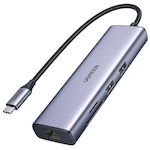 Ugreen CM512 USB-C Stație de andocare cu HDMI 4K PD Ethernet Gri