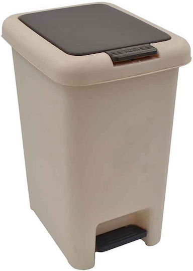 Klikareto Plastic Waste Bin with Pedal Beige 10L