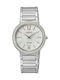 Seiko Γυναικείο Ρολόι 30.5mm Μπαταρίας με Ασημί Μεταλλικό Μπρασελέ
