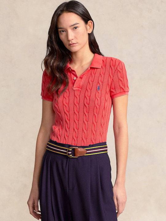 Ralph Lauren Damen Polo Bluse Kurzarm Rot