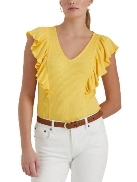 Ralph Lauren Women's Summer Blouse Sleeveless Yellow