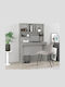 Desk Wooden with Bookshelf Grey Concrete 102x45x148cm