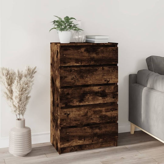 Συρταριέρα Κρεβατοκάμαρας mit 5 Schubladen Smoked Oak 60x36x103cm