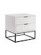 Wooden Bedside Table with Metallic Legs White 48x40x48cm