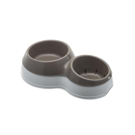 Bama Kunststoff Schalen Futter & Wasser für Hund & Katze auf Basis von 2x 27cm in Braun Farbe