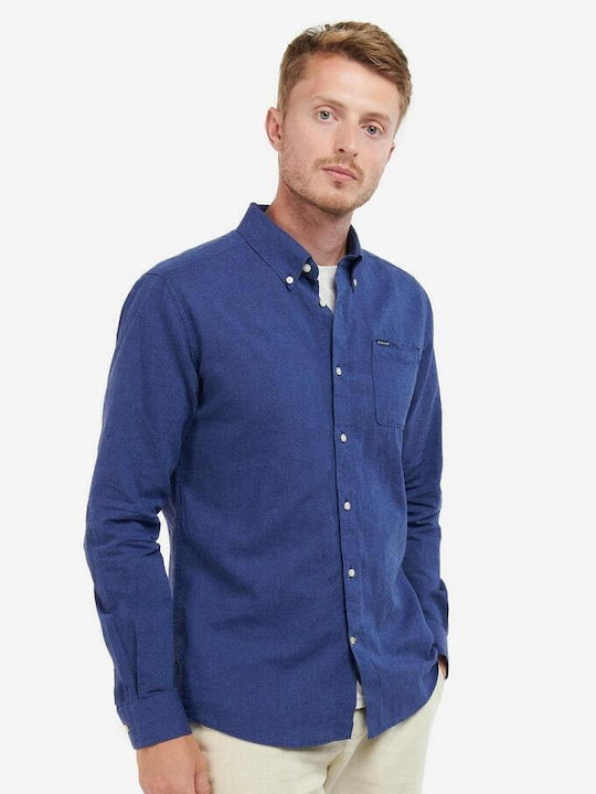 Barbour Nelson Langärmlig Leinen Hemd Marineblau