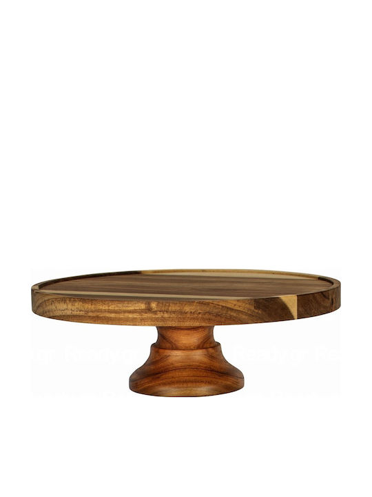Τουρτιέρα ξύλινη φ30cm, με πόδι 8cm, Wenge με οικολ. λάδι, (χωρίς το καπάκι), GARIBALDI UWS01-288-WG
