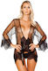 CyprusLoveShop Sexy Σετ με Ρόμπα Unwrap Me Mesh Kimono with String Μαύρο