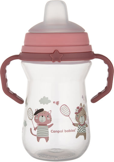 Canpol Babies 56/613 Educational Sippy Cup Plastic with Handles Pink for 6m+m+ 250ml