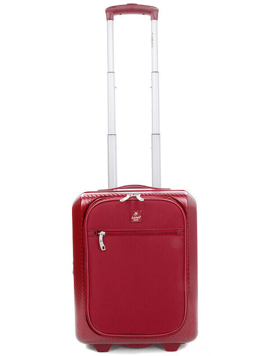 Airtex Paris Cabin Travel Suitcase Fabric Burgundy with 4 Wheels Height 35cm 27995-09