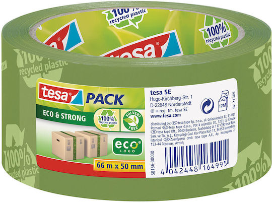 Tesa Film de Ambalare Eco & Strong Zgomot redus 50mm x 66m în Culoarea Verde
