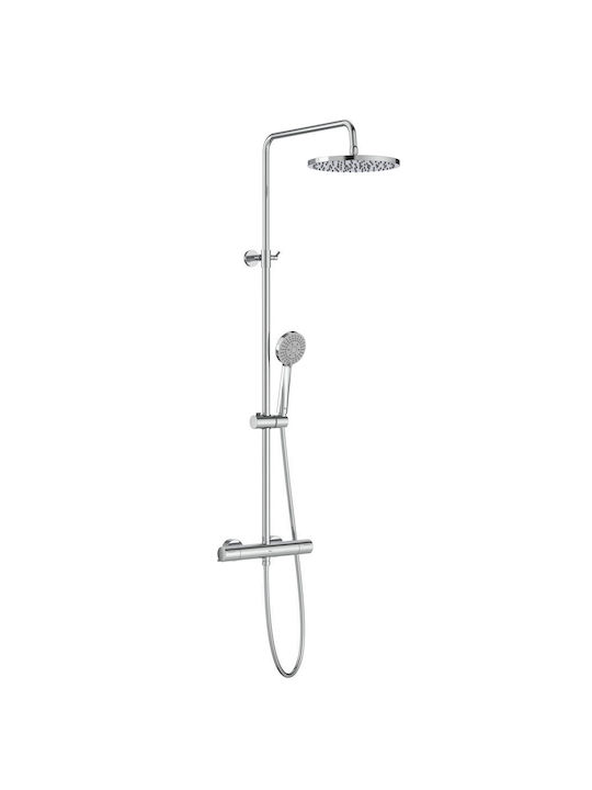 Roca Victoria-T Plus Adjustable Shower Column with Mixer Silver