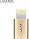 Usams US-SJ014 Convertor Fulgerul masculin în micro USB feminin Aur