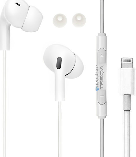 Treqa EP-756 In-ear Handsfree με Βύσμα Lightning Λευκό