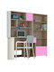 No 8 Детско бюро с библиотека от меламин Oak - Pink 175x55x180см