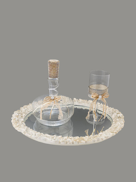 La Vista Wedding Carafe Set with Wine Glass Crystal / Plastic Beige 2pcs