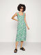 Vero Moda Summer Midi Dress with Ruffle Green