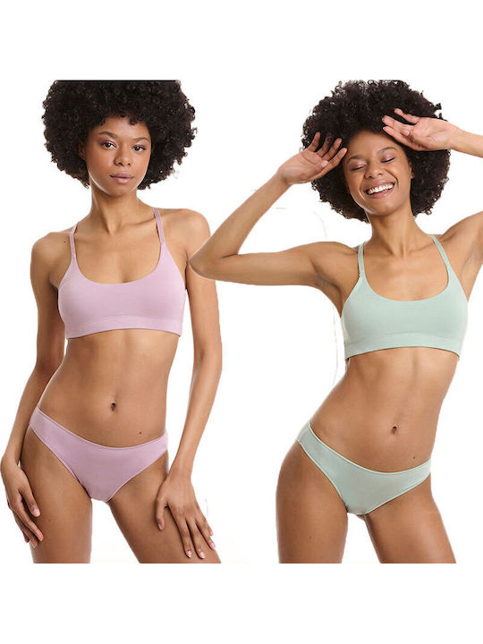 Walk Bamboo Women's Slip 2Pack Lilac/Pistachio