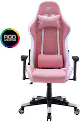 Havit GC927 Artificial Leather Gaming Chair with Adjustable Armrests and RGB Lighting Pink
