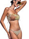 Indonesia Gold Strapless Bikini Top C Cup με Ενίσχυση Floral Μπεζ
