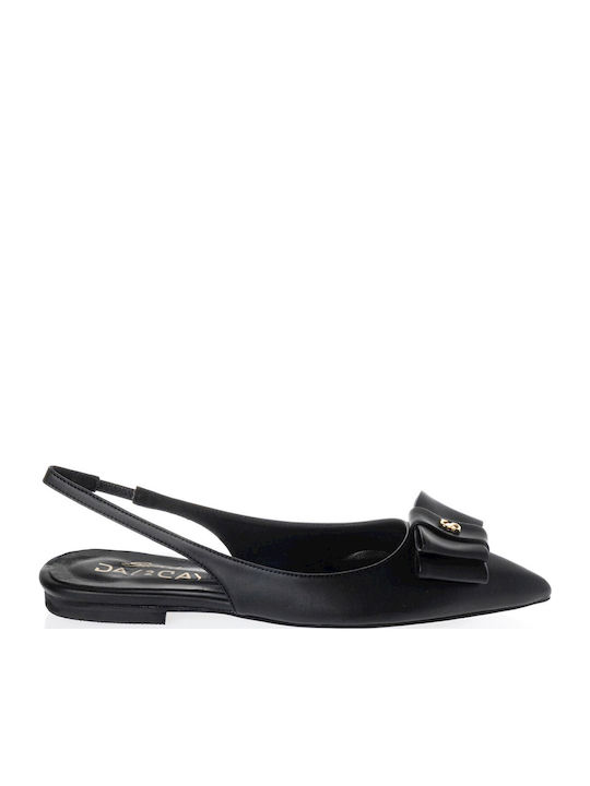 Γυναικείες Μπαλαρίνες Slingback με Λουράκι σε Μαύρο Χρώμα