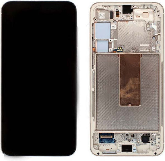 Samsung Екран Gh82 30476b 30477b Cream със Сензорен Механизъм и Рамка за Samsung S23 Плюс (Cream)