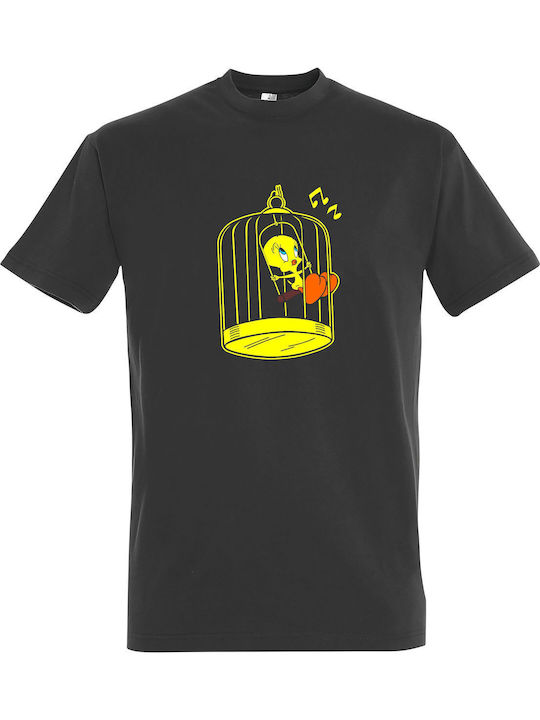 T-shirt Unisex " Tweety in the Cage Looney Tunes " Dark Grey