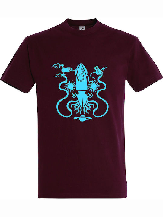 T-shirt Unisex " Space Squid " Burgundy