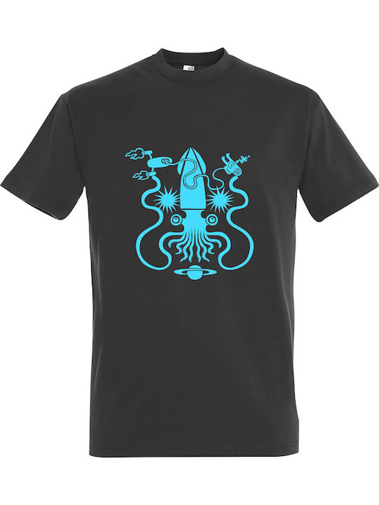 Tricou Unisex "Space Squid" Gri Închis