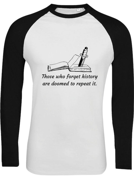 Long Sleeve Two-Tone Unisex "Wednesday Addams Those Who Forget History" White/Black