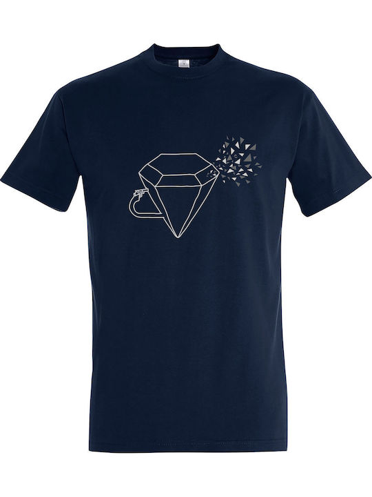 T-shirt Unisex " Diamond Blowing Head " French Navy