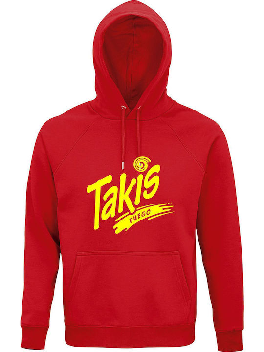 Bluză cu glugă Unisex Organic "Takis Fuego" Roșu