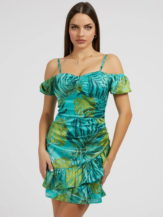 Guess Alva Summer Mini Evening Dress Turquoise