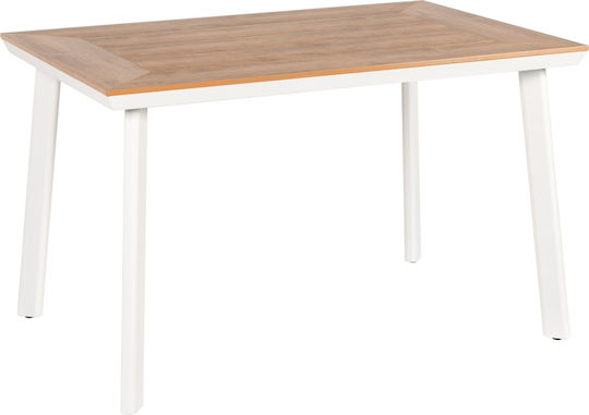 Epupa Outdoor Dinner Free Standing Table with Polywood Surface and Aluminum Frame Walnut 120x80x73cm