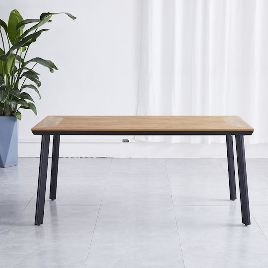 Epupa Outdoor Dinner Free Standing Table with Polywood Surface and Aluminum Frame Walnut 160x90x73cm