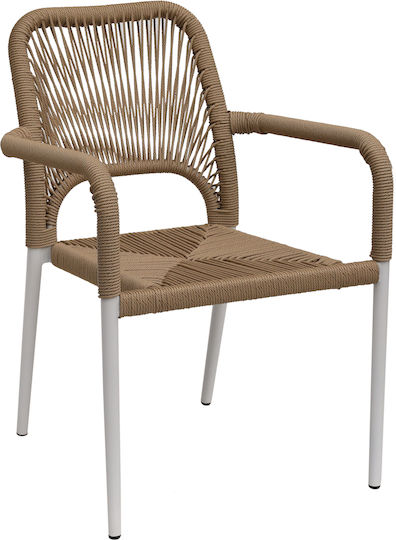 Градински Стол Алуминиев Tinkisso Бял / Естествен 57x63x82см