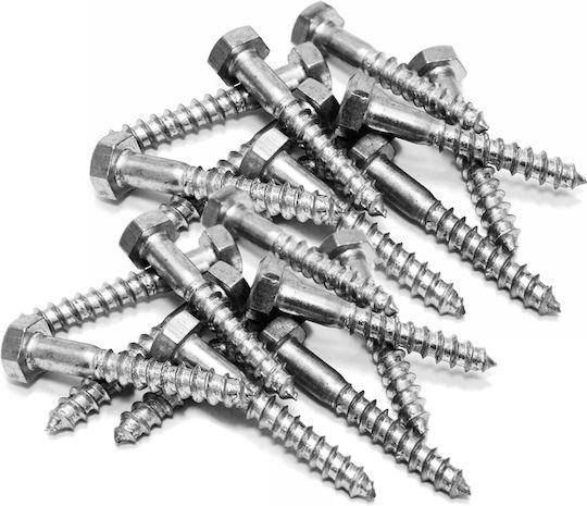 Helix Coach Screw Hexagon Galvanized DIN 571 with Diameter M6 and Length 120mm 100pcs